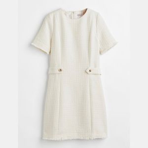 NWT H&M Wool Blend Bouclé Dress in Natural White